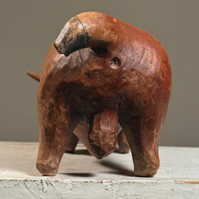 Antique Hand Carved Folk Art Bull Sculpture For Sale In Philadelphia - Image 6 of 12
