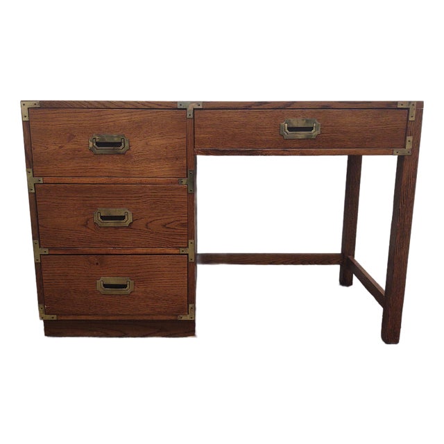 Mid-Century Modern Bernhardt Campaign Style Desk For Sale