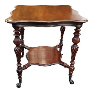 1930s Regency Style Mahogany Tiered Tea Table With Ball Claw Feet For Sale