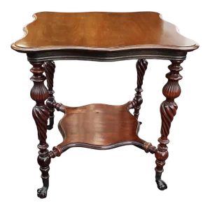 1930s Regency Style Mahogany Tiered Tea Table With Ball Claw Feet