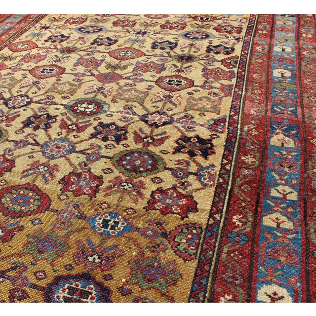 All Over Geometric Antique Persian Malayer Rug in Yellow, Red, Blue, Green For Sale - Image 9 of 13