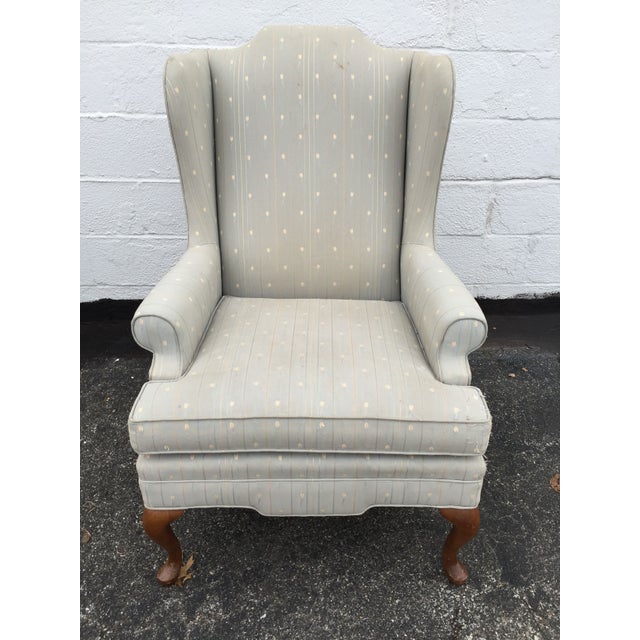 Vintage Upholstered Grey Wingback Armchair Chairish