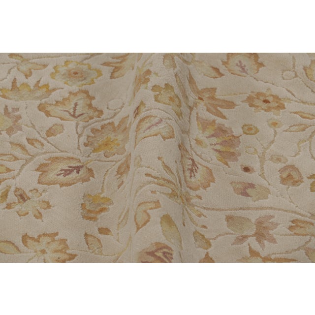 Textile Rug & Kilim’s Tudor Style Rug in Cream With Beige-Brown Floral Patterns For Sale - Image 7 of 8