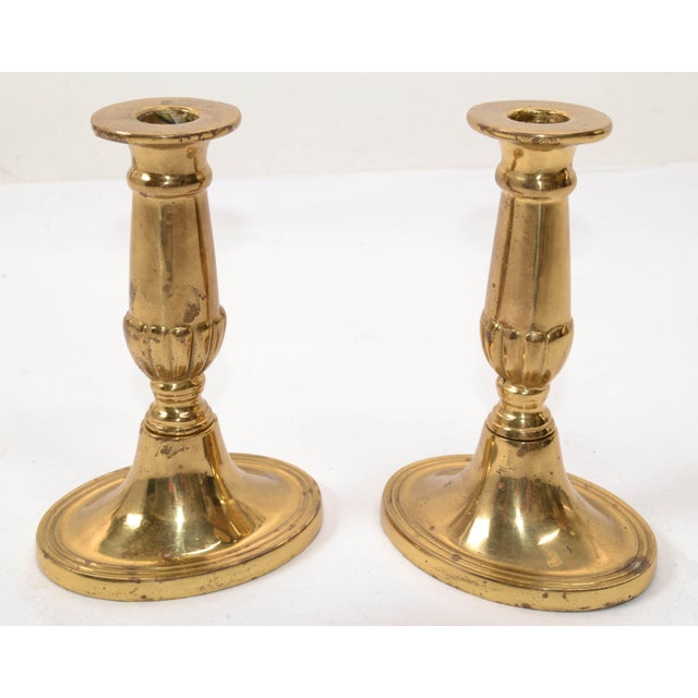 English 1950s English Traditional Brass Candle Holders, Pair For Sale - Image 3 of 12