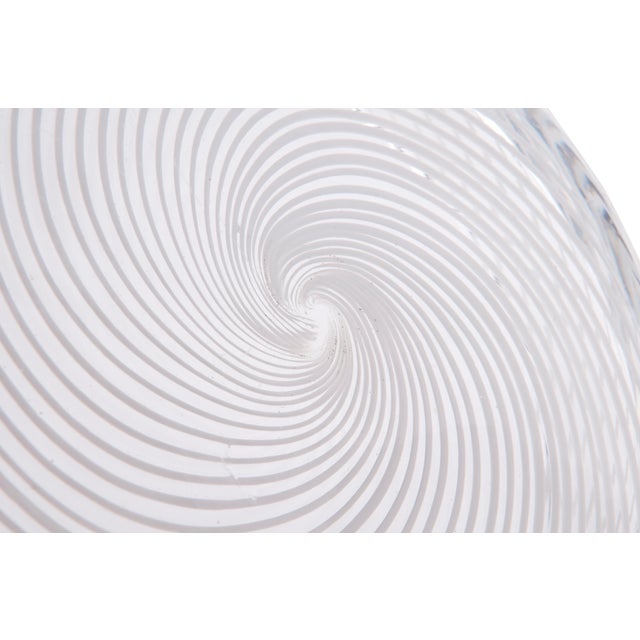 1960s Vintage Spiral White & Clear Murano Glass Dish For Sale - Image 5 of 6