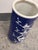 Ceramic Chinoiserie Style Blue + White Ceramic Umbrella Stand, Vintage For Sale - Image 7 of 12