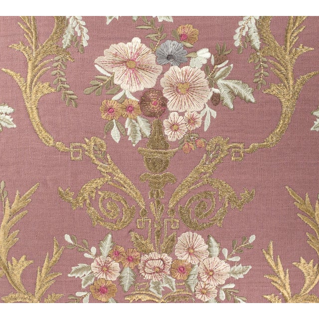 Fontainebleau Embroidered Linen Throw Pillow Cover, 18 X 18 For Sale - Image 4 of 5
