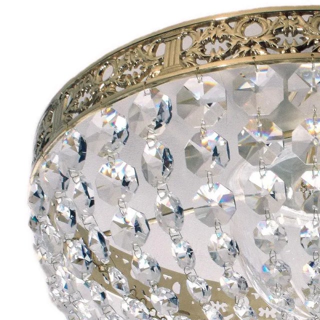 Traditional Brass Bathroom Plafond Chandelier With Octagon Crystals For Sale - Image 3 of 8