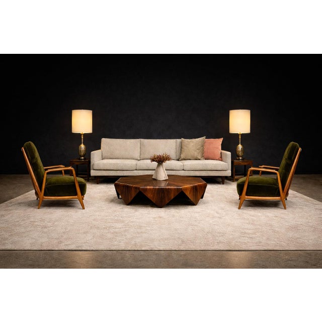 Pair of Armchairs in Pau Marfim & Olive Green Mohair, Giuseppe Scapinelli, Brazil, 1950s — Lot 196-584 For Sale - Image 13 of 17