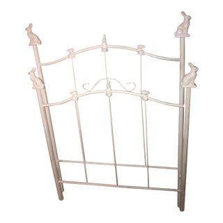 Twin Size Cottage Corsican Bunny Finial Wrought Iron Headboard & Footboard For Sale
