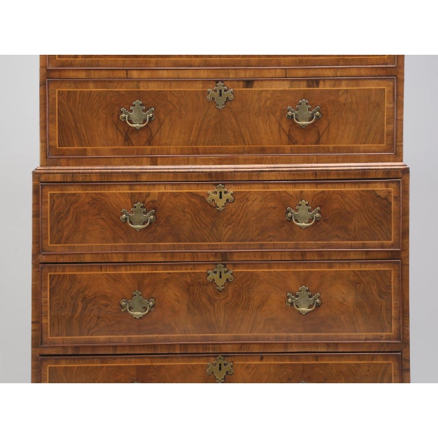 Antique English Chest on Chest, Burl Walnut, 1880s For Sale - Image 12 of 15