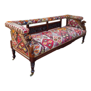 Late 19th Century Victorian Flying Griffin Settee Bench