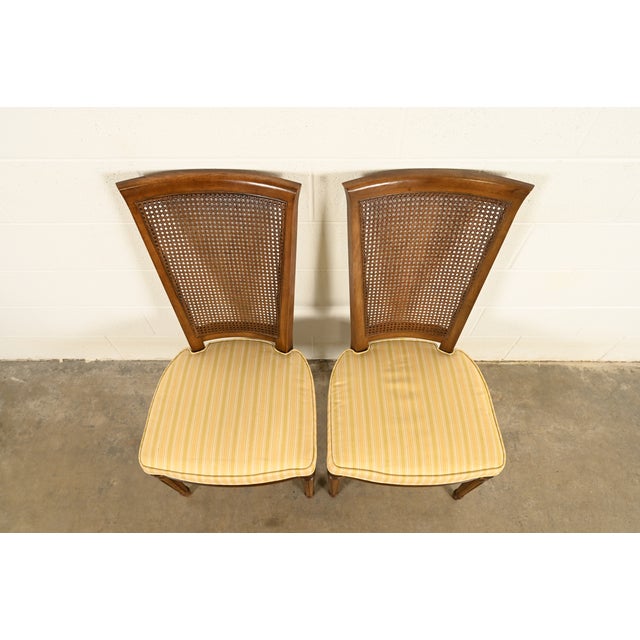 Henredon French Regency Louis XVI Carved Walnut Cane Back Side Chairs or Dining Chairs, Pair For Sale In South Bend - Image 6 of 16