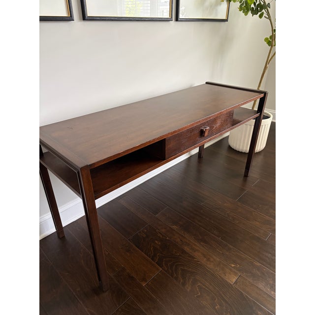 Wood Edward Wormley for Dunbar Mid-Century Walnut Console Table With Drawer For Sale - Image 7 of 12
