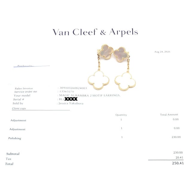 Van Cleef & Arpels Van Cleef & Arpels Yellow Gold Magic Alhambra Mother of Pearl Earrings, Pair For Sale - Image 4 of 14