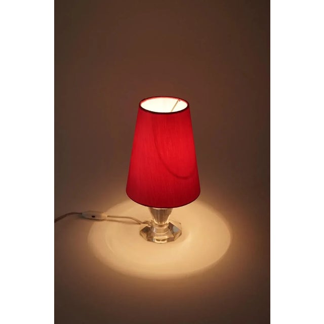 French Table Lamp with Cut Glass Base and Coral Silk Shade in Regency Style For Sale - Image 11 of 13