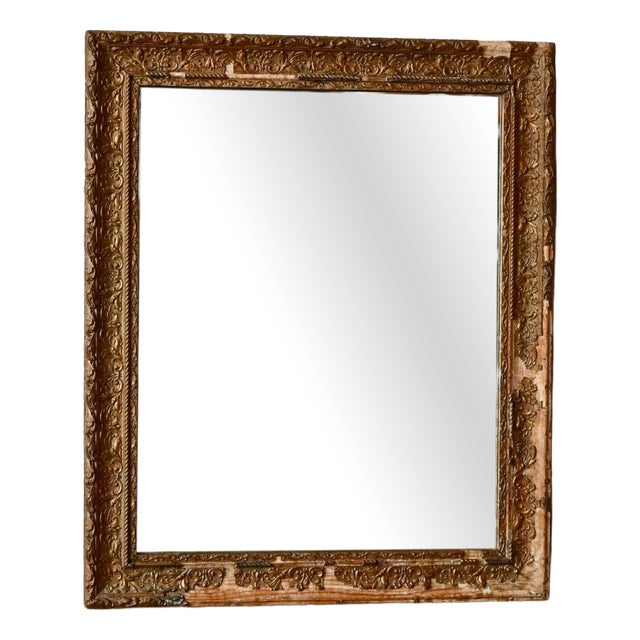 Antique Bohemian Baroque Style Gold Leaf-Gilded Patinated Mirror with Stucco, 1900 For Sale