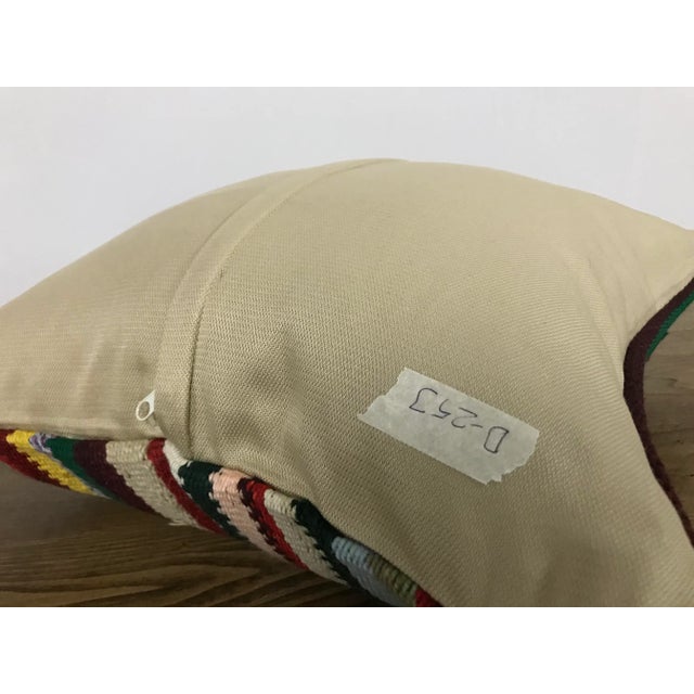 1960s Vintage Striped Turkish Handwoven Multicolor Kilim Pillow Cover For Sale - Image 5 of 6