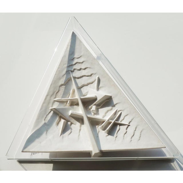 Dish Sculpture Arnaldo Pomodoro Rossicone Ceramics 2003 White Glazed Stoneware P.A. Exemplar. Acrylic glass protective...