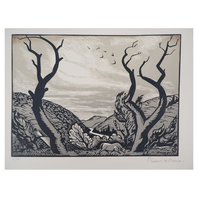 Charles Picart Le Doux, The Tormented Trees, 1925, Original Woodcut For Sale