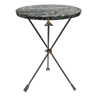 Directoire Style Tripod Table with Green Marble Top from Maison Jansen, 1950s For Sale