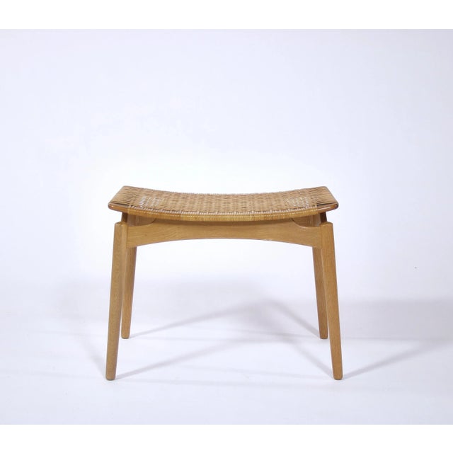 Scandinavian Modern Stool in Oak and Cane by Ølholm Møbelfabrik, Denmark, 1950s For Sale - Image 3 of 10