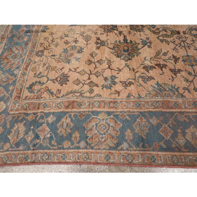 Mid 20th Century Galerie Shabab Collection Mid-20th Century Turkish Oushak Room Size Carpet For Sale - Image 5 of 8