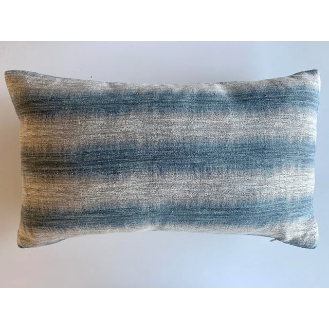 FirmaMenta Italian Blue and Natural Linen Striped Lumbar Pillow For Sale In San Francisco - Image 6 of 6