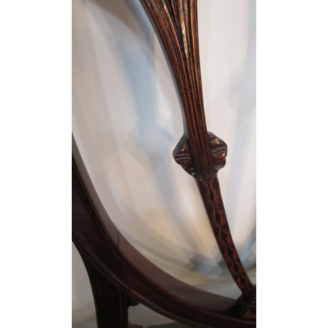 Wood Set of 8 Vintage Shield-Back Mahogany Dining Chairs by Charak For Sale - Image 7 of 12