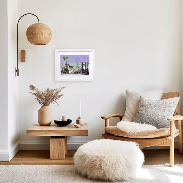 Purple This Is Beverly BLVD #43 - Original Los Angeles Cityscape Mixed Media Painting on Paper by Fabio Coruzzi For Sale - Image 8 of 9