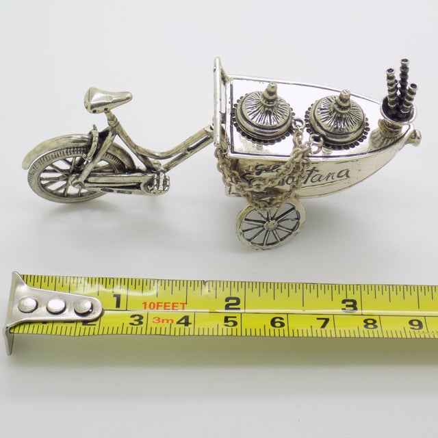 Vintage Italian Handmade Genuine Silver Large Italian Ice Cream Cart Figurine, Made in Tuscany (Arezzo) Exclusive Sammontana Gelati Italian Brand For Sale - Image 12 of 12