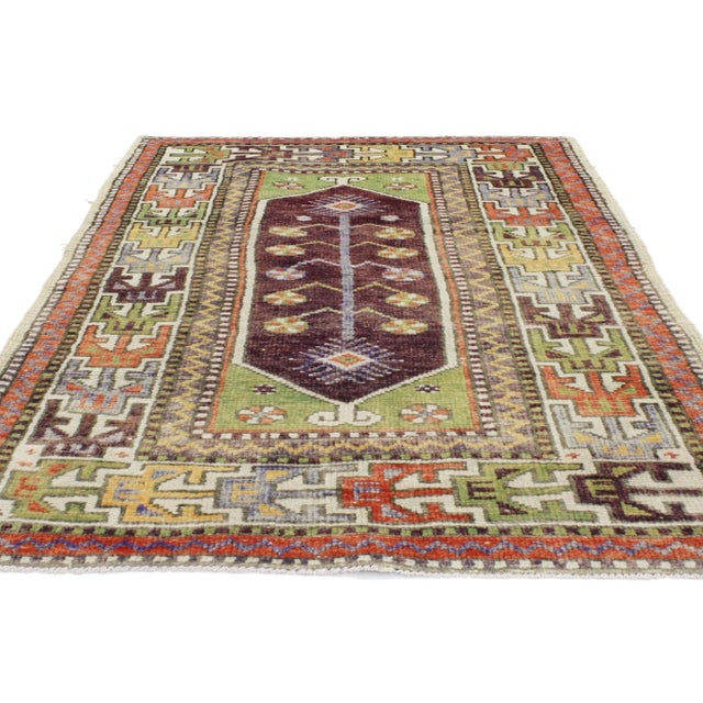 Late 20th Century Vintage Turkish Oushak Throw Rug - 02'11 X 04'10 For Sale - Image 5 of 7