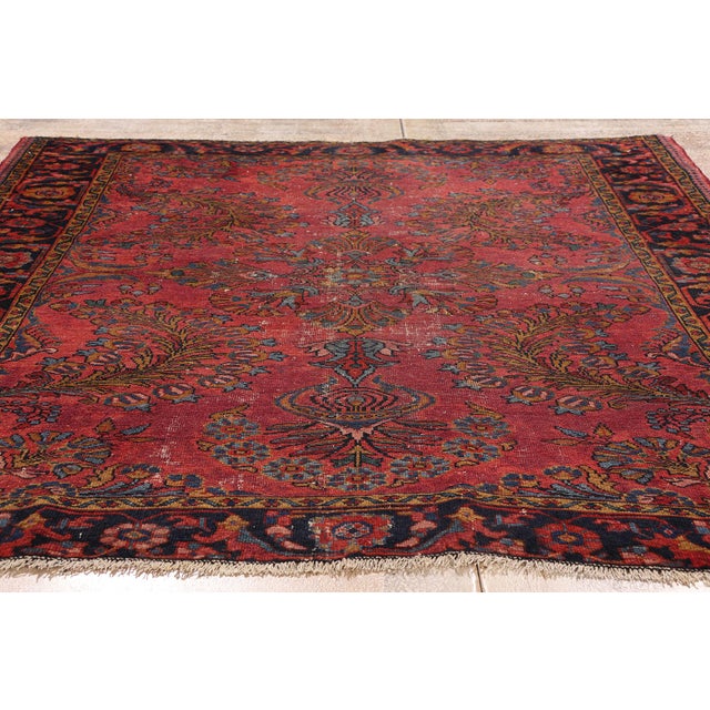 Late 19th Century Persian Lilihan Rug, 04'11 X 05'05 For Sale - Image 9 of 10