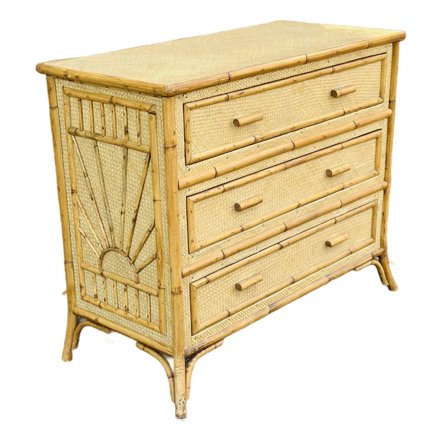 Vintage Rattan and Cane Dresser For Sale