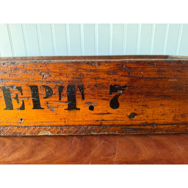 Antique Industrial Dovetail Wood Factory Tray For Sale - Image 11 of 18