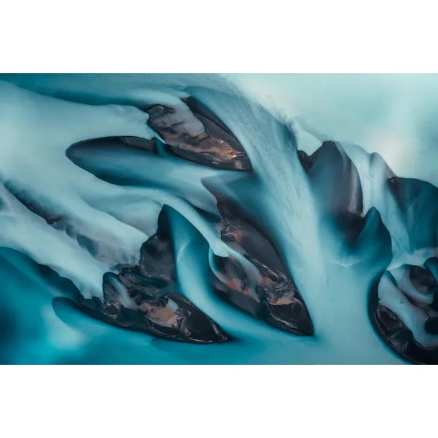 A Colorful Flow: Between Turquoise and Blue II – Iceland by Jan Erik Waider Print, 32" x 48" For Sale