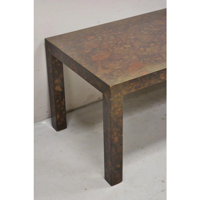 Mid 20th Century Mid 20th Century Vintage Mid Century Modern Brown Tortoiseshell Lacquer Parsons Style Bench For Sale - Image 5 of 12