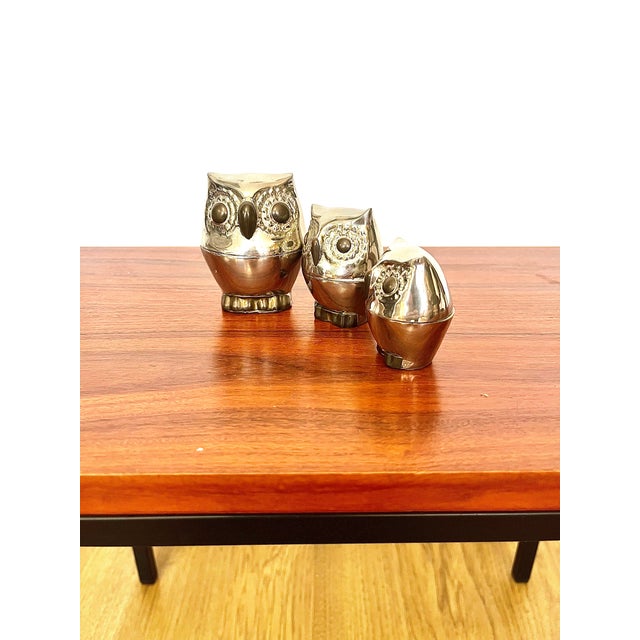 Hollywood Regency Hollywood Regency Owl Boxes in Silver-Plated Metal, 1960s, Set of 3 For Sale - Image 3 of 5