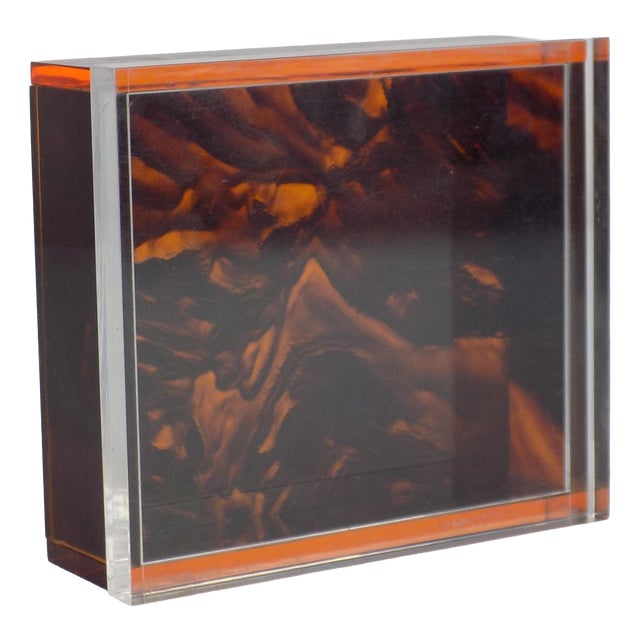 Vintage Square Box in Acrylic, 1970s For Sale