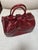 Embossed Crocodile Travel Satchel Bag, Maroon For Sale - Image 4 of 13