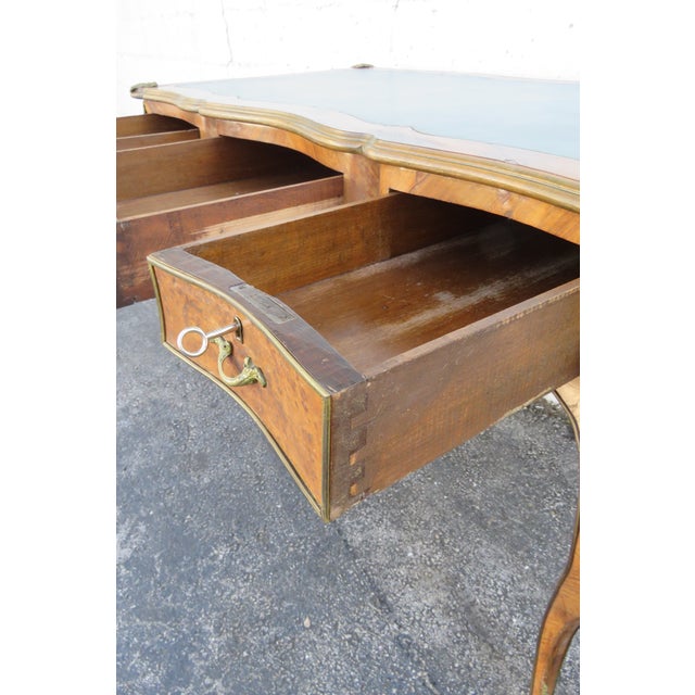 Brown French Green Leather Top With Metal Accent Desk 6246 For Sale - Image 8 of 17
