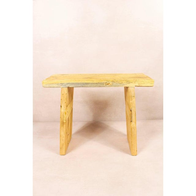 Vintage Rustic Stool in Elm Wood For Sale - Image 5 of 5