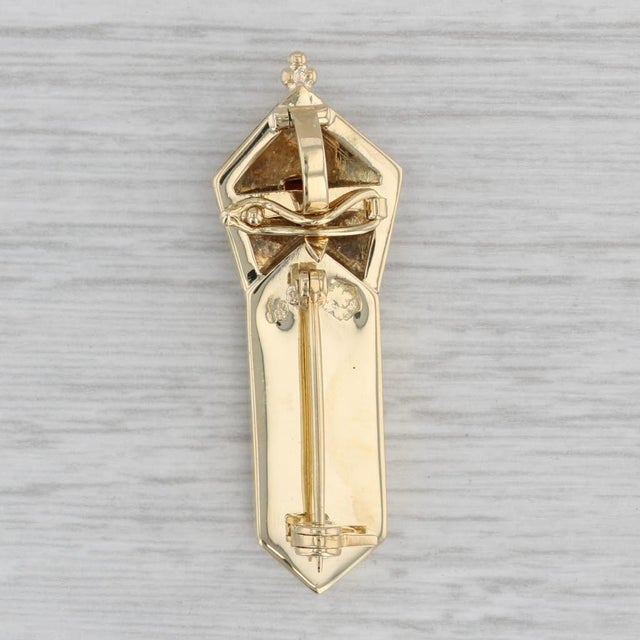 Contemporary Rutilated Quartz Garnet Pendant Brooch 14k Yellow Gold Vintage Pin For Sale - Image 3 of 5