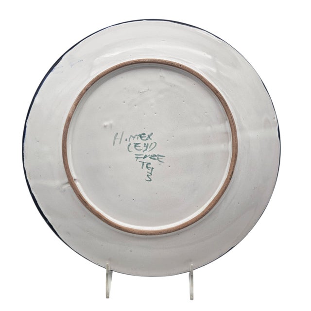 Hand-Painted Floral Mexican Talavera-Style Plate in Yellow & Blue, 11.25" For Sale - Image 14 of 16