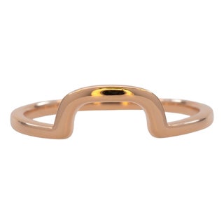 Minimalist Modern Contour Band: Solid 14k Gold Curved Stackable Ring, Size 6.75 For Sale