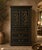 Hollywood Regency Vintage Onyx Black & Gilded Gentleman’s Dry Bar Cabinet With Illuminated Brass Interior For Sale - Image 3 of 3