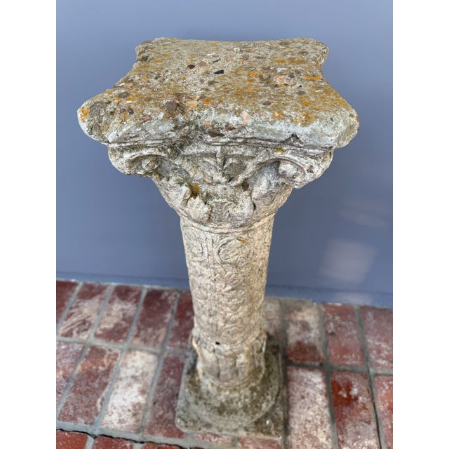 50s Classical Column Pedestal Concrete Stone Architectural Salvage Bird Bath Stand Vintage For Sale - Image 13 of 18