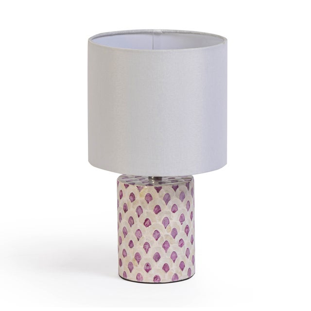 Boho Chic Merlot Capiz Shell Table Lamp For Sale - Image 3 of 6