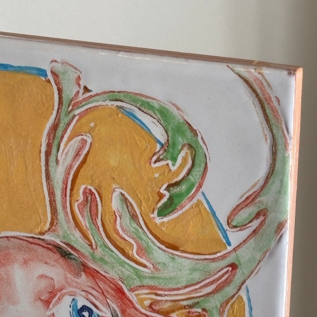 Late 20th Century Vintage Hand Painted Italian Decorative Tile For Sale - Image 5 of 14
