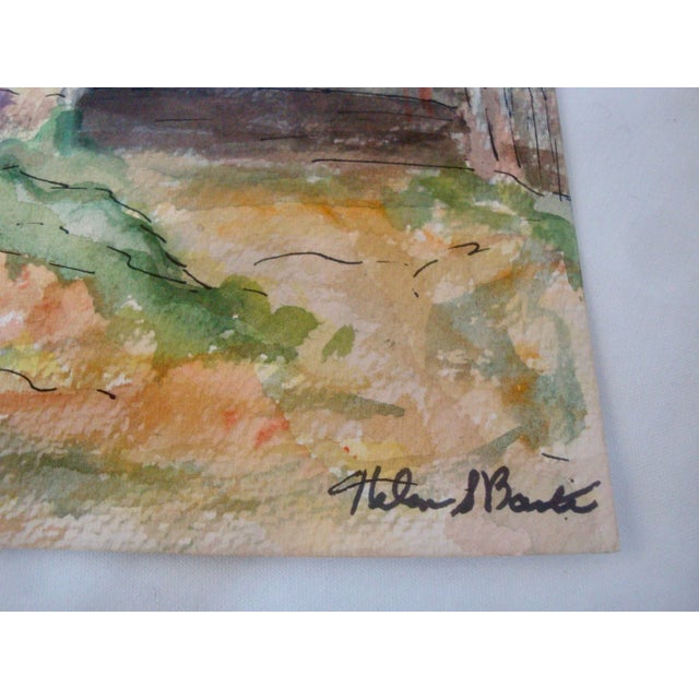 Farmhouse 1950s Rustic Barn Shed Watercolor Painting Farm Garden Landscape For Sale - Image 3 of 4